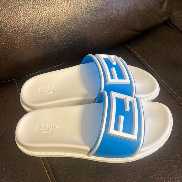 Fendi mens FF baguette logo monogram sandal flip flop slides NEW - Picture 3 of 7